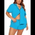 thumbnail image 2 of Conjuntos de Pijama para Mujer, Pijamas Suaves de Corta con Botones, Conjuntos de Pijama de Verano Azul L, 2 of 10