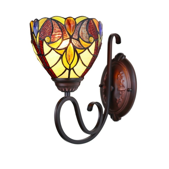 Chloe Lighting Adia Victorian 1-Light Glass/Iron Wall Sconce in Dark Bronze