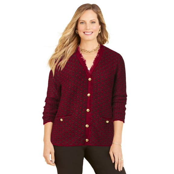 Catherines Women's Plus Size Liz&Me Tweed Button Cardigan