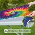 thumbnail image 6 of Colorful Tie Dye Pattern Square Fitted Tablecloth with Elastic Edge,Square Table Cover,Washable Elastic Table Cover for Home Kitchen Party Decor 36"x36", 6 of 6