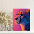thumbnail image 2 of Qisvanset 12x16 Inch 2D Flat Framed Canvas Art, Pastel Pink Cheetah Andy Warhol Style Animal Wall Art Home Bedroom Decor, 2 of 5