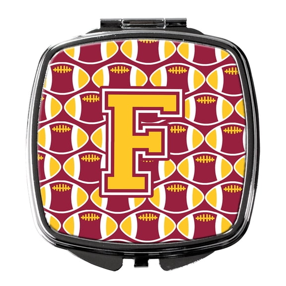 Letter F Football Maroon and Gold Compact Mirror