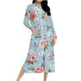 thumbnail image 3 of Aboser Women Lightweight Zip Up Robes Cute Floral Long Nightgown Long Sleeve Full Length Housecoat Comfy Loungewear with Side Pockets Sleepwear, 3 of 9