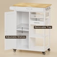 thumbnail image 3 of Gizoon 27.6"W Rolling Kitchen Island Cart with Removable Tray and Storage Cabinet, Mobile Kitchen Serving Storage Cart, White, 3 of 5
