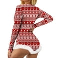 thumbnail image 1 of DPTALR Pyjama de Noël pour Femmes, Imprimé Inpositionnel, Col en V, Détail Plume, Manches Longues, Lingerie Aguichant, 1 of 8