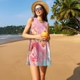 thumbnail image 3 of Fotbe Abstract Pink Gold Splash Vestido de Verano sin Mangas para Mujer – Vestido Midi Línea A, Estilo Camiseta Floral, Vestido Playero Casual y Fluido, 3 of 7