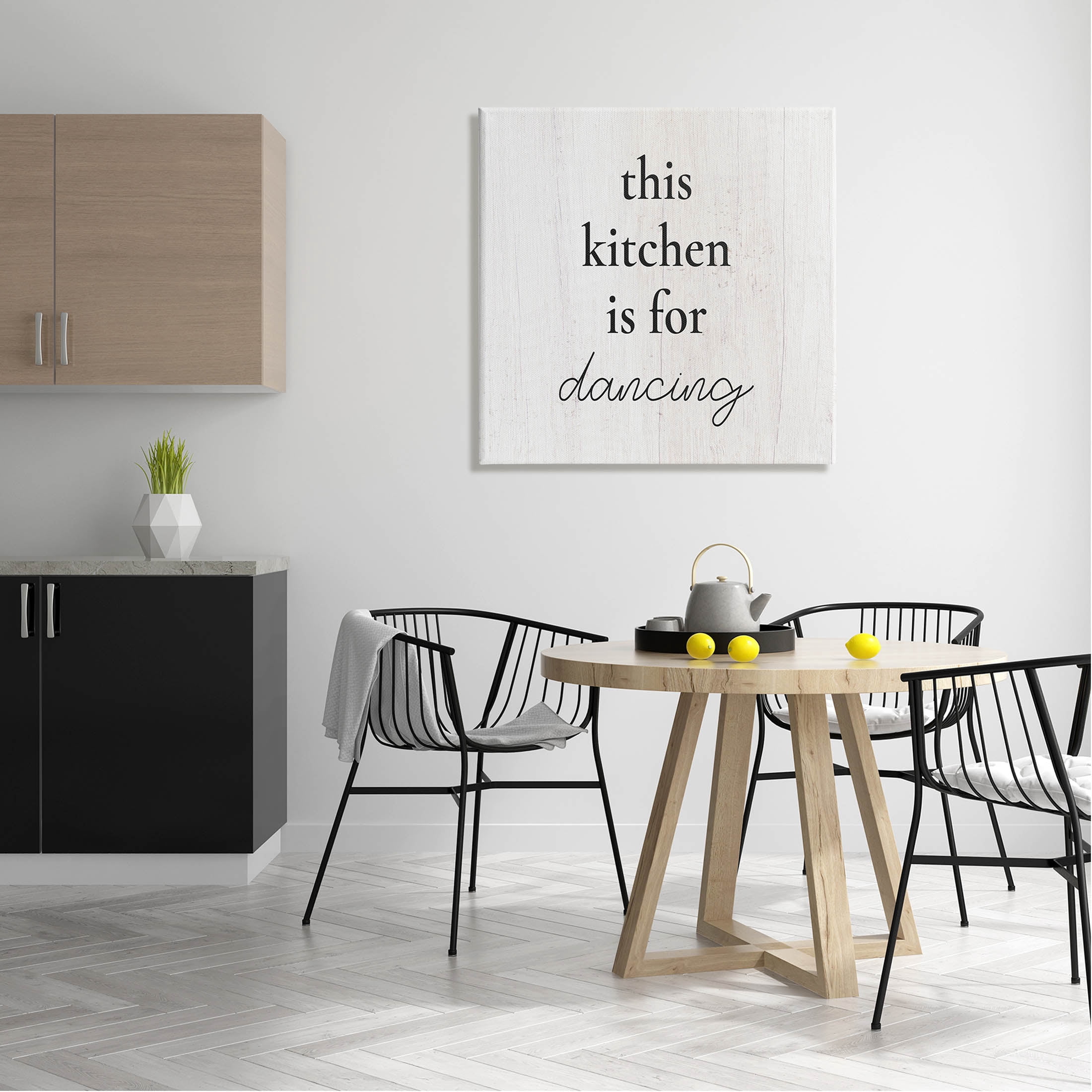 This Kitchen Is For Dancing Phrase Inspirational Graphic Art Gallery Wrapped Canvas Print Wall Art