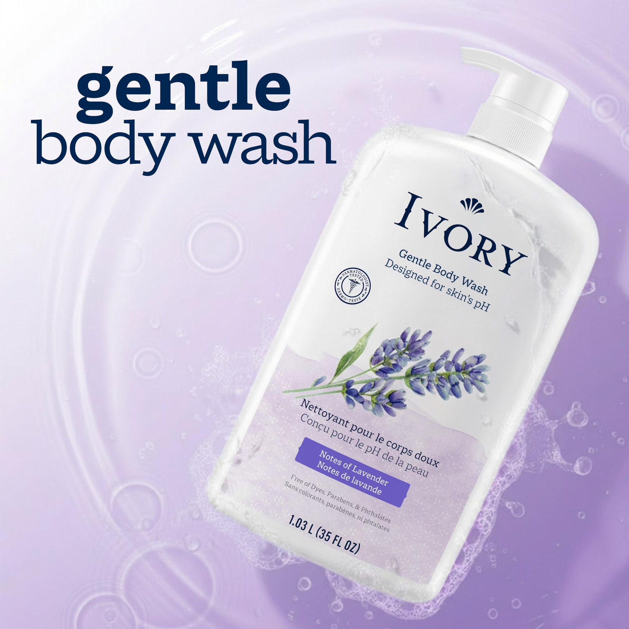 Ivory Body Wash Mild Gentle Lavender, 35 fl oz photo 2
