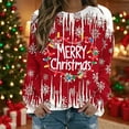 thumbnail image 1 of HOZADOIE Womens Sweatshirt Christmas Print Color Block Long Sleeve Crew Neck Fashionable Drop Shoulder Versatile Loose Regular Sweatshirt Blouse, 1 of 6