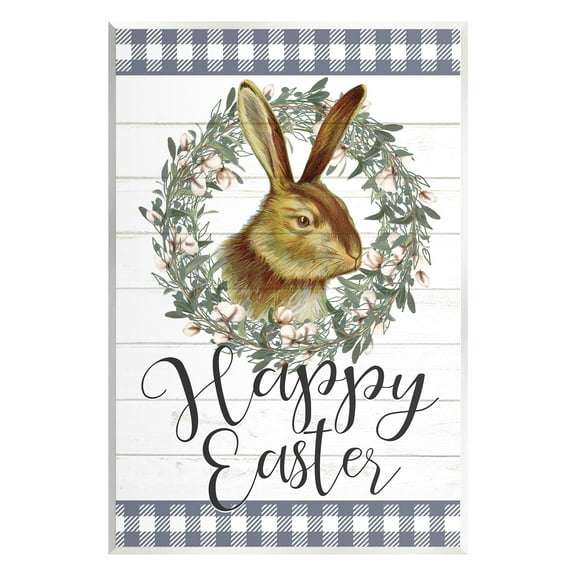 Stupell Industries Easter Bunny Wreath Phrase Holiday Painting Unframed Art Print Wall Art, 10 x 15