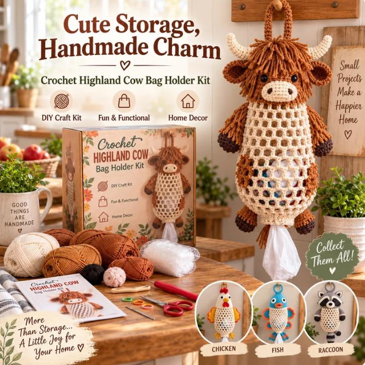 Crochet Animal Bag Holder Kit,DIY Hanging Storage Organizer with ...