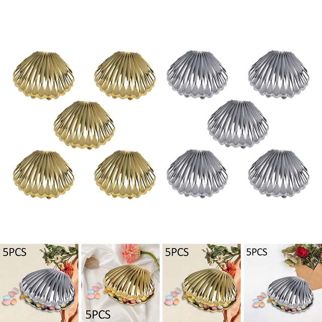 10 Pieces Jewelry Case Desktop Ornament Necklace Pendant Tray Durable Shell Shape Elegant Trinket Box for Engagement Makeup Table Countertop Salvador Vitrina de joyería