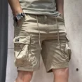 thumbnail image 2 of Pantalones cortos tipo bermuda para hombre, con cremallera, cargo, elásticos, con cordón, nuevos, de diseñador, cómodos, estilo Harajuku, holgados y anchos, 2 of 5