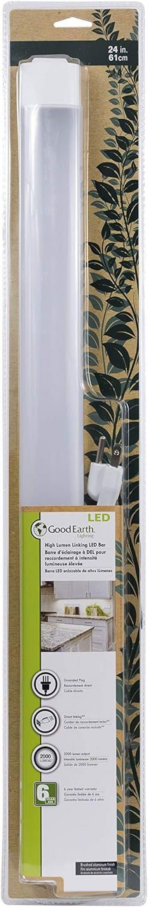 Good Earth Lighting 24-Inch Under Cabinet Light - LED Light Bar - Linkable Outlet - Under Counter Lighting - Damp Location - 2000 Lumens - 4000K - 50,000 Hour Rated Lamp Life - IP20 - White Finish
