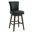 thumbnail image 2 of CHITA 30 in Upholstered Swivel Counter Bar Stools with Back&Wood Legs Set of 2, Faux Leather in Black, 2 of 9