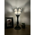 thumbnail image 4 of Tiffany Style Mini Torch Table Lamp White Baroque Style Lavender Stained Glass Included LED Bulb 15'H*6"W, 4 of 7