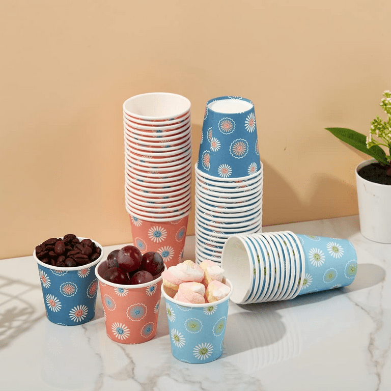 GUSTO [300 Count 3 oz. Small Paper Cups, Disposable Mini Bathroom Mouthwash  Cups - Floral (Formerly Comfy Package)