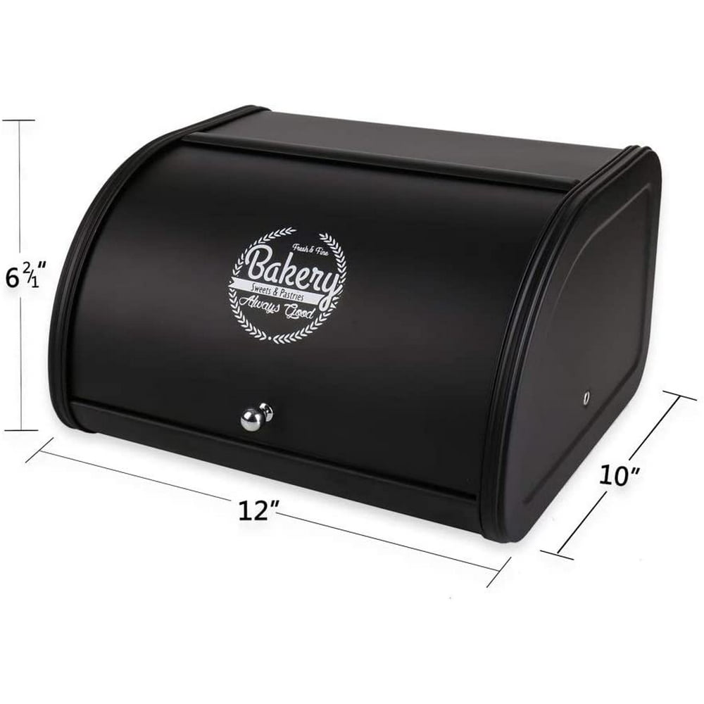 X458 Black Metal Bread Box/Bin/kitchen Storage Containers with Roll Top