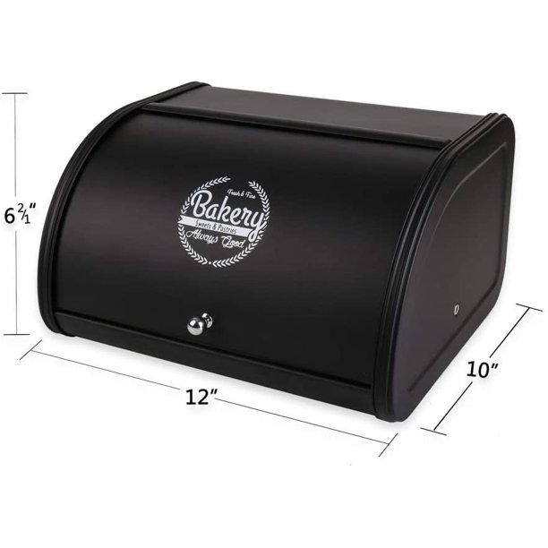X458 Black Metal Bread Box/Bin/kitchen Storage Containers with Roll Top