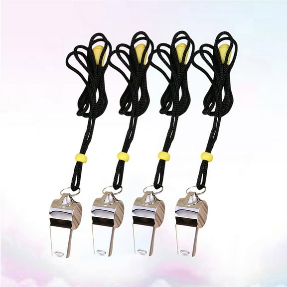 Worgeous 4 Pcs Whistle for Football Red and with Rope Silver