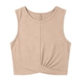 thumbnail image 6 of Karymi Womens Tops Crew Neck Sleeveless Twist Front Crop Tank Top, Solid Slim Fit Cropped Wrap Hem Vest, Stretchy Summer Casual Crop Blouse Blouses for Women Dressy Casual, 6 of 7