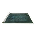 thumbnail image 2 of Ahgly Company Machine Washable Indoor Round Abstract Turquoise Blue Modern Area Rugs, 7' Round, 2 of 4