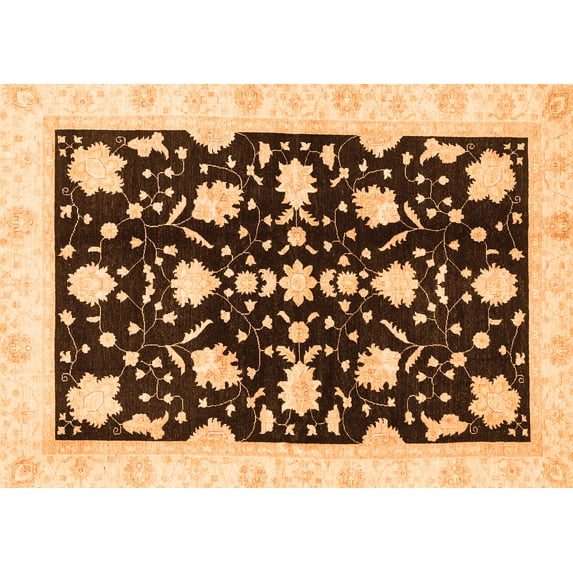 Ahgly Company Indoor Rectangle Oriental Orange Traditional Area Rugs, 8' x 12'