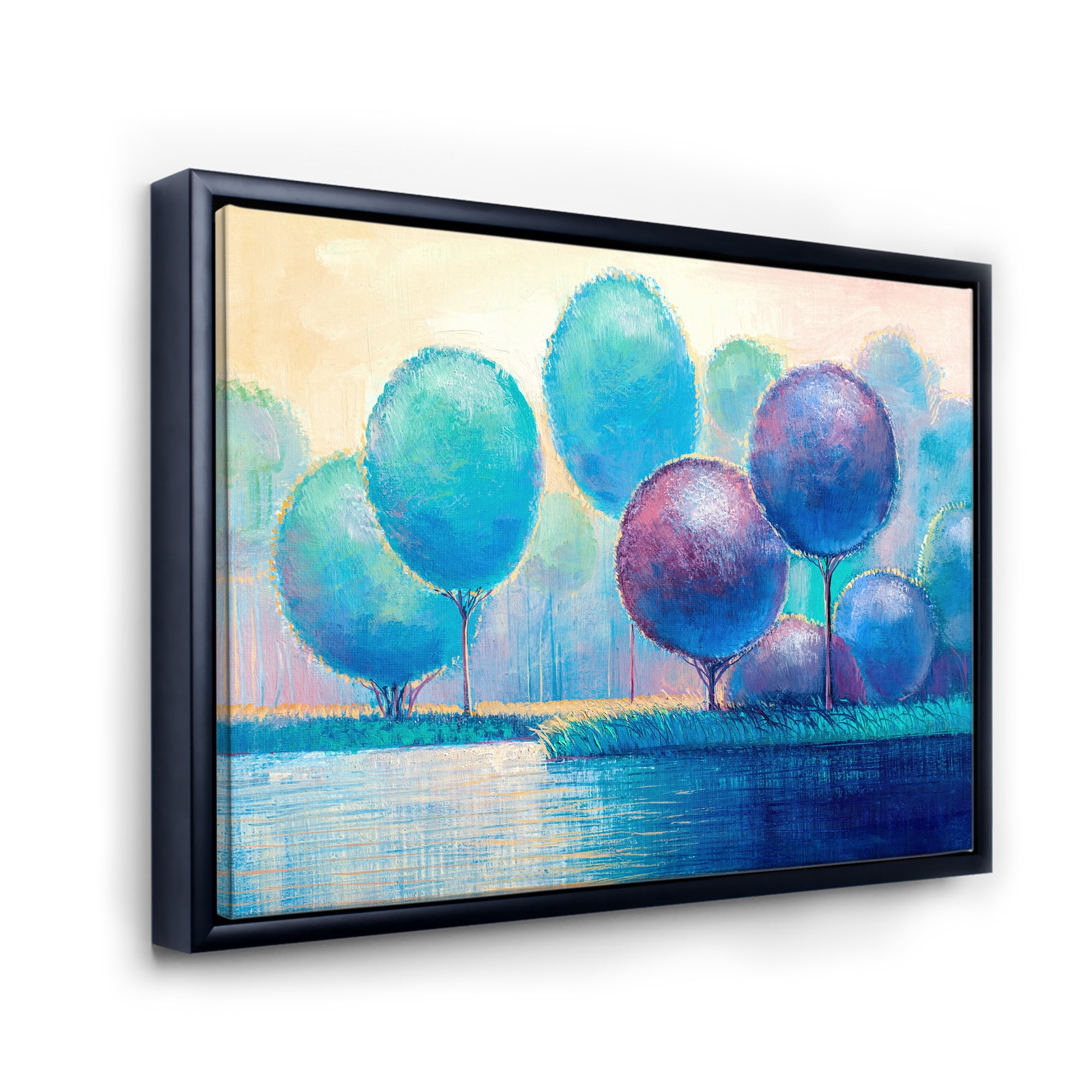 Designart 'Ornamental Colourful Trees V' Modern Framed Canvas Wall Art Print