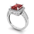thumbnail image 2 of 2.78 ctw with Simulated Diamond Halo Accents Anniversary Ring for Women | Emerald Cut Natural Garnet | Hyperallergenic Solid 14K White Gold, 2 of 5