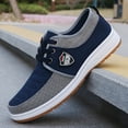 thumbnail image 4 of Men's Solid Lace-Up Casual Sneakers - Lightweight Breathable Fabric Upper & Daily Wear - Navy Blue, Daily Wear Footwear & PU Sole, Low-Top Round Toe for All-Season Training, Hiking, Outdoor, 4 of 9