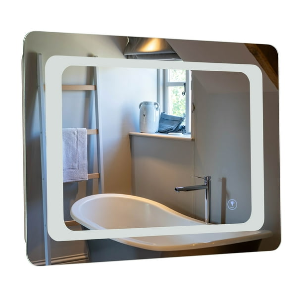 27.5" Silver Wall Mirror with BuiltIn Smart LED Lighting & Touch