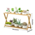 thumbnail image 2 of ColourTree Nature 40 Inch 2-Tier Installable Bamboo Plant Stand,2 Tier Cross Bamboo Rack, Multipurpose Display Shelf Folding, Floor Type Indoor Plant Rack, Flower Shelf For Yard Garden Patio Balcony, 2 of 6