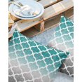 thumbnail image 2 of Pack of 2 Outdoor Pillow Covers, Cyan Turquoise Gray Gradient Retro Morocco Pattern Waterproof Square Throw Pillowcase Cushion Decorative Pillow Covers for Couch Patio Tent, 20x20 in, 2 of 6