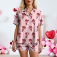 thumbnail image 5 of vigerkar Womens Satin Pajamas Set Button Down 2 Piece Silk Pjs Shorts Set Comfortable Sleepwear (Light Pink, M), 5 of 7