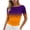 Orange Tops, variant on YUGYXL Gradient Colors T Shirts for Women Casual Crew Neck Short Sleeve Tunic Tops Pleated Slim Fit Fashion Summer Tees Wine Tops L