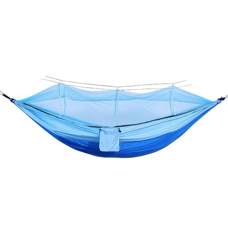 Nrmrqz Camping Hammocks Mosquito Grids Hammocks with Parachute Fabric - Single/Double Camping Bed with Carabiners Mosquito Tent
