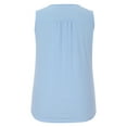 thumbnail image 3 of Summer Casual Loose Tank Tops for Women O Neck Buttons Pleated Solid Loungewear Flowy Tees Blue,M, 3 of 6