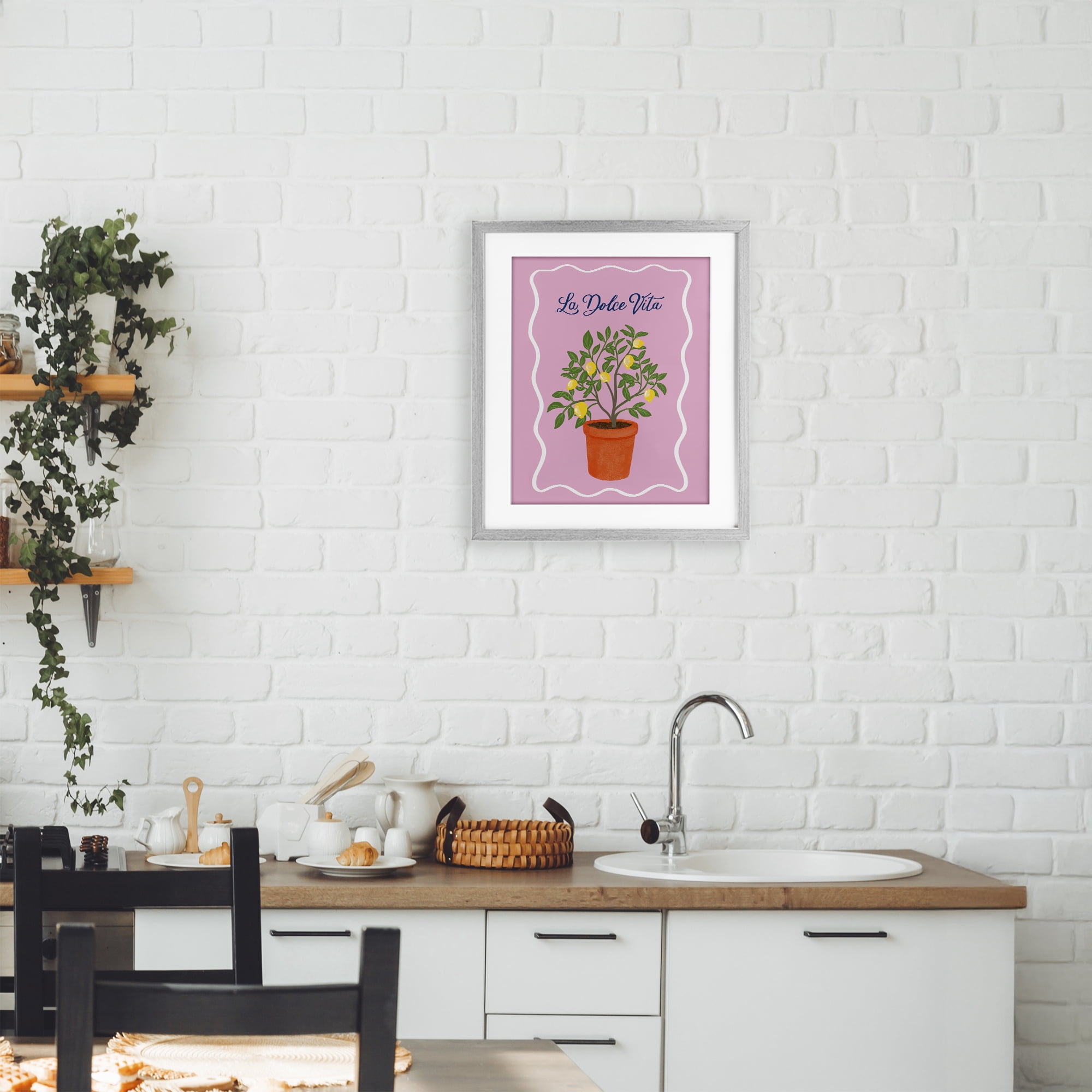 Stupell Industries Dolce Vita Lemon Tree Gray Framed Print Under Glass, design by Be Ni La