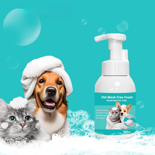 Pisexur Suministros para mascotas Pet Waterless Shampoo Foam 300ml Cleaning Foam With Deodorizing Fresh Perfume Dry Bath For Pet Spanking Cleaning Between Baths For Traveperros, gatos y animales