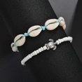 thumbnail image 5 of Tobilleras bohemias con diseño de conchas, estrellas de mar y tortugas, con cuentas, ajustables para playa y verano, para mujeres y niñas (blanco), 5 of 5