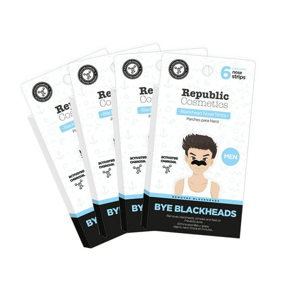 Pack de 4 cajas Parche para nariz con carbón activado para hombre 6 pzas c/u Republic Cosmetics