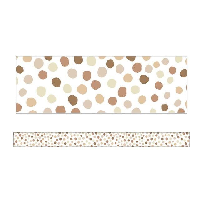 Carson Dellosa Education CD-108444 Natural Polka Dots Straight Borders for Grade PK-8, Multi Color