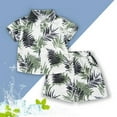 thumbnail image 2 of shoper Toddler Boys Short Sets Button Up Shirt Printed Short Sleeve Tee and Shorts Soft School Wear 2pcs Boys Summer Beach Daily Outfit Green 90, 2 of 4