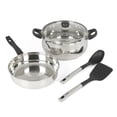 thumbnail image 1 of Juego de 5 ollas y sartenes de acero inoxidable GIBSON Oster Rametto con herramientas de cocina, 1 of 5