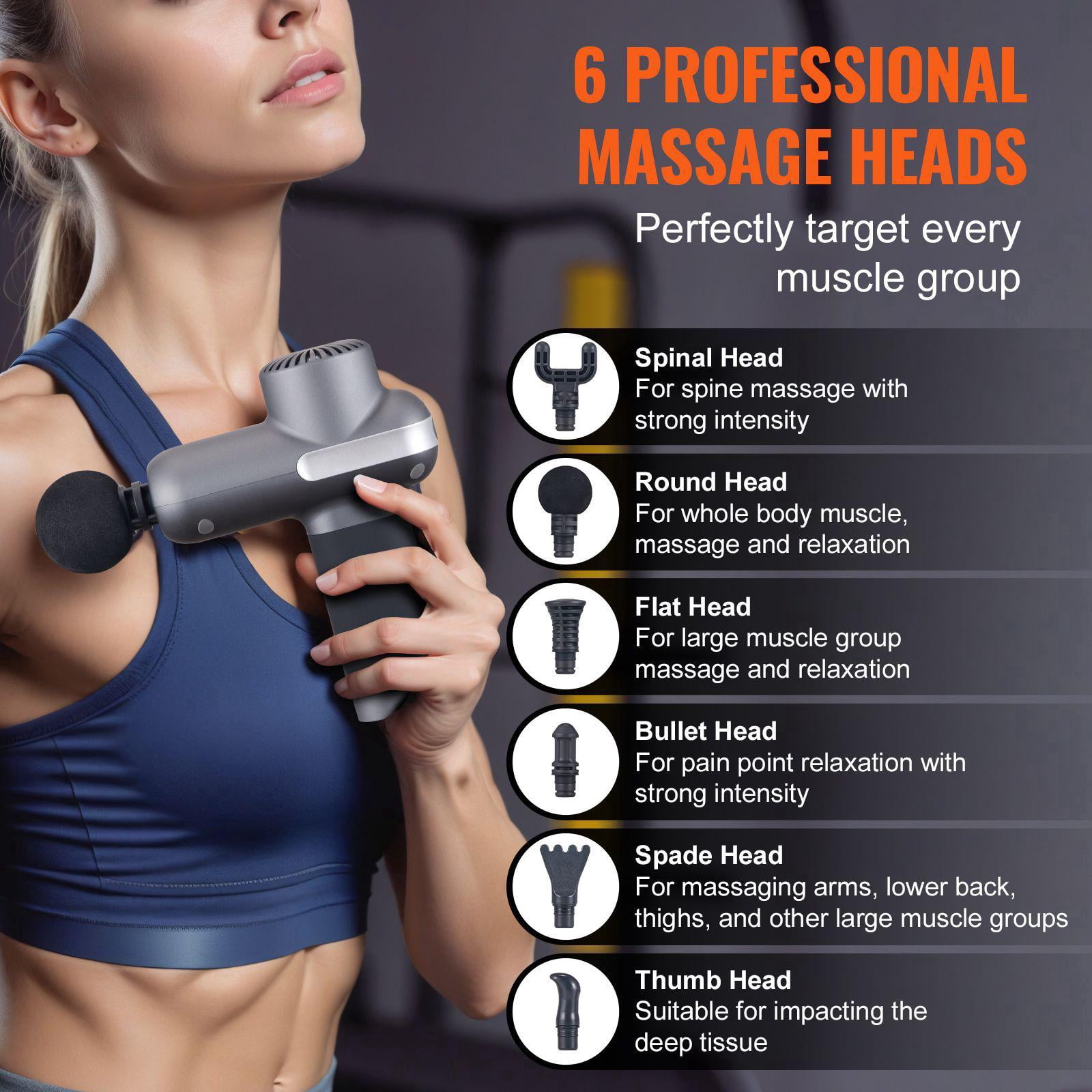 Mini Massage Gun Percussion Muscle Massager for Athletes Pain Relief Muscle Relaxation with 5 Speeds 6 Heads 7.4V 2500mAh Battery Handheld Small Massage Gun