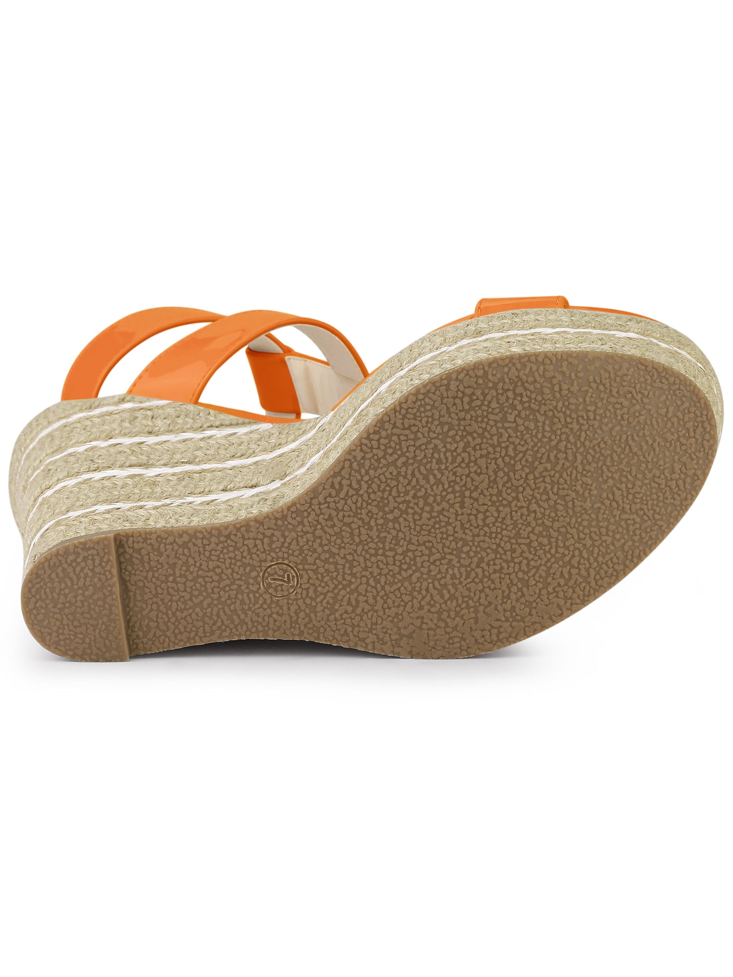 Unique Bargains Women's Strappy Espadrille Wedges Platform Sandals for Fashion Orange 7.5