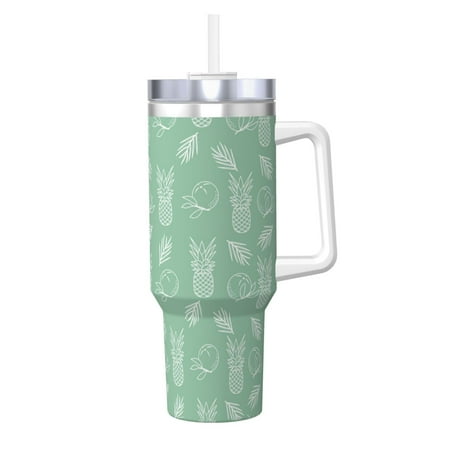 

KLL Tropical Pineapple Print 40oz Stainless Steel Insulated Car Cup Coffee Mug with Spillproof Lid - Keep Your Drink Hot or Cold on the Go