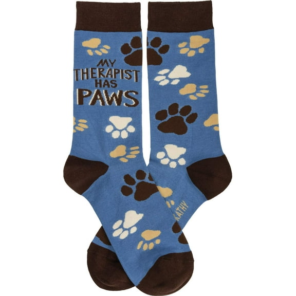 Primitives by Kathy Cotton Nylon Spandex Novelty Socks - Therapist Has Paws
