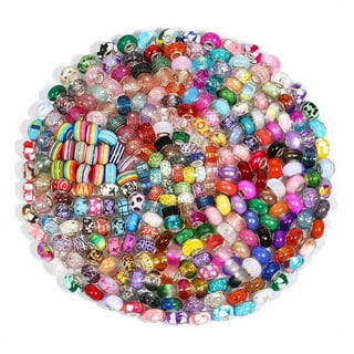 10Pcs Marble Color Big Hole European Glass Beads Bulk Fit Pandora Charm Bracelet  Bangle DIY Women