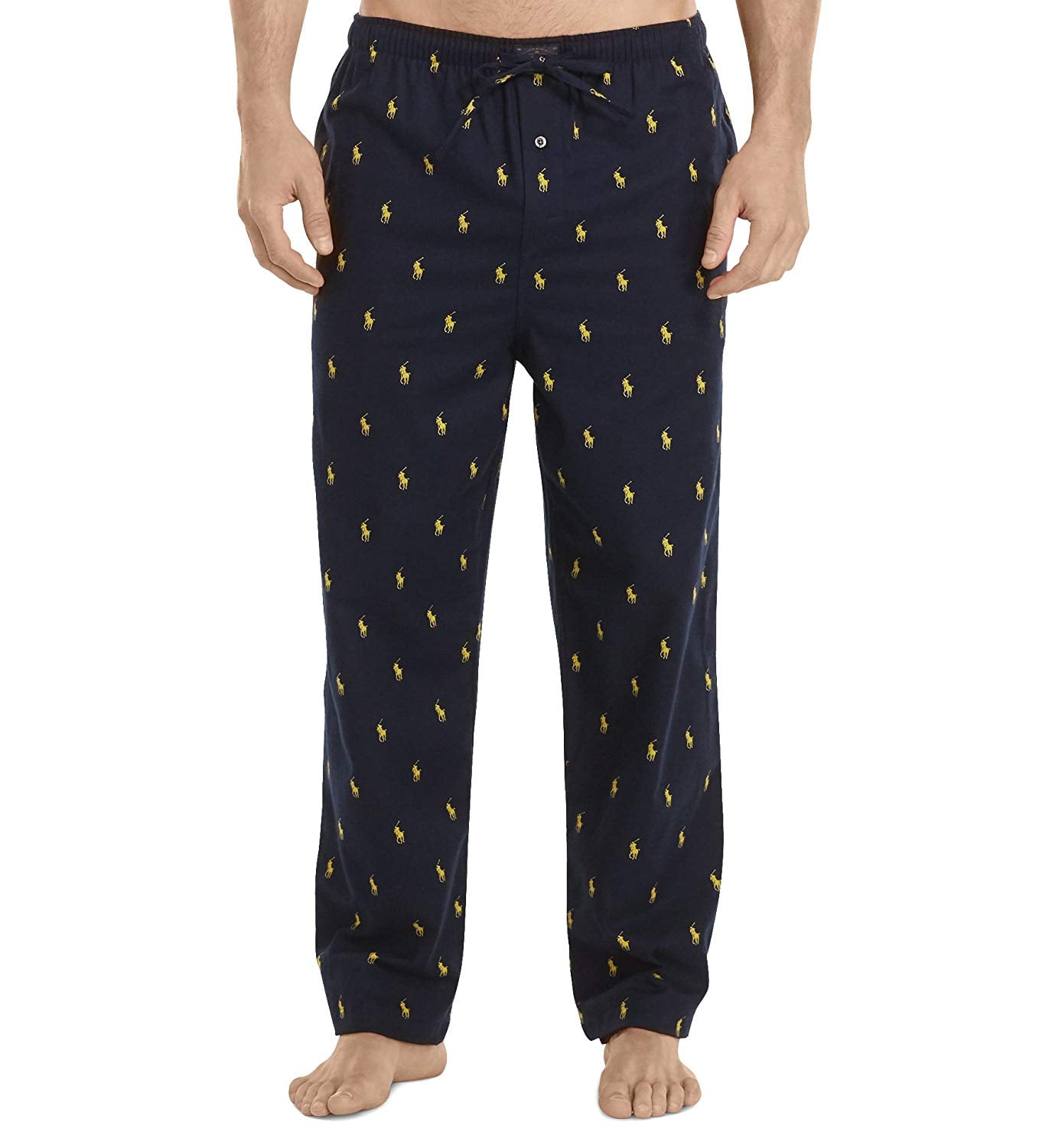 Polo RL Men's Pony Flannel PJ Pants (Cruise Navy/Polo Yellow All Over ...